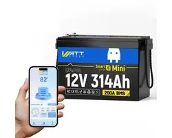 WattCycle 12V 314Ah Mini Bluetooth Lithium Deep Cycle Accu - Draagbaar laadstation met Bluetooth, slimme app-monitoring, ideaal voor campers, zonne-energiesystemen, thuisopslag, trollingmotoren en maritieme toepassingen