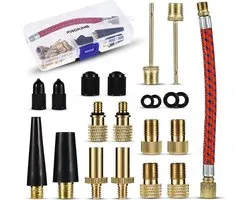 PROKING Ventiel Adapter Set - Fiets- en Balnaalden - Verloopnippels voor Fatbike, Step, Elektrische Fiets, Autoband, Luchtbed & Voetbal - Oppompen - Compressor - Handpomp - Fietspomp - Verloop nippels - 21 Delig in bewaardoos