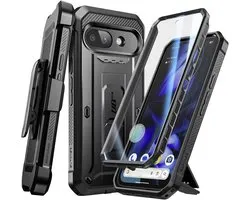 SUPCASE Unicorn Beetle Pro Hoesje Geschikt voor Google Pixel 9a - Stofdichte Case met Ingebouwde Screenprotector - Full Protect valbescherming - Met Holster en Kickstand Zwart