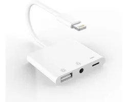 Adapter voor iPhone Hoofdtelefoons 3.5mm AUX Audio Jack en Oplaad Dongle met USB Female OTG Kabel voor Camera en Geheugenkaarten Splitter