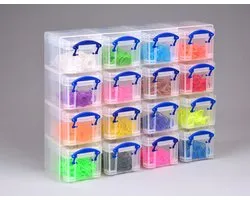 Cube mural Really Useful Box avec 16 x 014 litres transparent