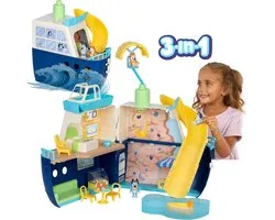 BLUEY - 3 in 1 Transformerend Cruiseschip Speelset - Incl. Bluey en Bingo speelfiguren - Uitklapbaar