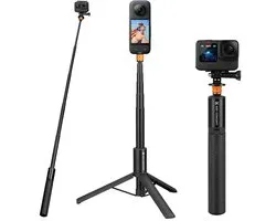 Perche à selfie K&F Concept MS21 avec extension en carbone 120 cm pour Insta360, GoPro, DJI Action avec adaptateur GoPro inclus