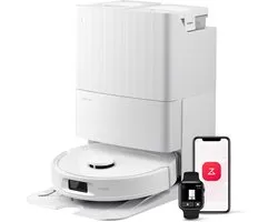 Aspirateur robot Roborock QV 35S, puissance d'aspiration 10 000 Pa, double brosse anti-enchevêtrement, évitement intelligent des obstacles, double pliage, serpillères rotatives, nettoyage automatique, séchage automatique, blanc