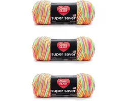 Red Heart Super Saver Pack van 3 - Day Glow - 198g - Acryl - 4 Medium (Worsted) - 360 Yards - Breien, haken, knutselen & Amigurumi