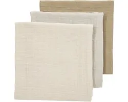 Meyco Baby Uni pre-washed hydrofiele doeken - 3-pack - pre-washed hydrofiel - soft sand/greige/taupe - 70x70cm