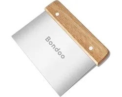 Bondoo Deegschraper - Schraper keuken 15x11 cm - Deegsnijder - Deegsteker - Keukenschraper - Deegspatel - Deegkrabber - Gladstrijker taarten - Glaceermes - Deegschraper RVS met Ergonomisch Houten handvat