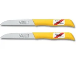 2 x Robert Herder Mill Knife - Couteau d'office - Couteau à pommes de terre - Acier inoxydable - Jaune