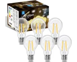 Aigostar LED Lichtbron - Filament Lamp - E27 fitting - A60 - 2700K - Warm Wit - Set van 6