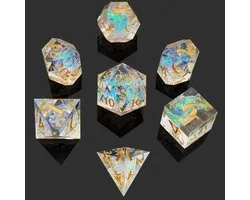 Ensemble de dés Joya Kids® Dungeons and Dragons | Set de Dés DnD Polydice | Ensemble de dés D&D | Ensemble de 7 pièces en résine | Coffre de rangement de Luxe inclus | Transparent | Prism de Crystal Glow