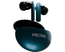 Voltma Sonic Volt Draadloze Oordopjes - Active Noise Cancelling (ANC) & ENC - IPX5 waterdicht - Bluetooth 5.3 Wireless Earbuds Met 4 Microfoons - 45ms low Latency Gaming oortjes - Metalen Behuizing - Geschikt voor IOS en Android - Groen Metallic