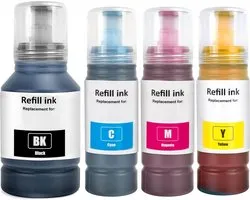 Encre Compatible pour Epson EcoTank 102 | Multipack de 4 Bouteilles' encre E102 pour Epson Ecotank ET-2700, ET-2750, ET-2751, ET-2756, ET-3700. ET-3750 et ET-4750