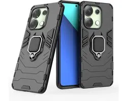 MobyDefend Hoesje - Geschikt voor Xiaomi Redmi Note 13 4G - Dubbelgelaagde Pantsercase Met Standaard - Zwart