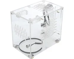 Mini-ITX Portable Computer Case - Clear Acrylic Mini ITX Case - Transparent Acrylic Chassis - 360 Degree Open Air Cooling - DIY Desktop Computer Case - 100-240V