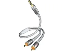 In-akustik Premium Audio Kabel - 3,5 mm Jack naar 2x RCA (Tulp) - 5 Meter - Vergulde Connectoren