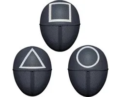 Masque d'halloween AM - masque de costume - connu du jeu de calmar - lot de 3 masques - carré, cercle et triangle + porte-clés connu du jeu de calmar