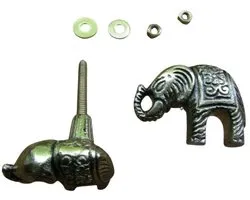 Pack of 2 Ethnic Safari Elephant Knobs Antique Brass