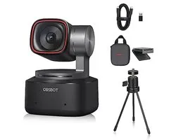 OBSBOT Tiny 2 AI-Powered PTZ 4K Webcam 1/1.5 Inch CMOS 4X Faster Focus USB 3.0 10X Faster Data Transfer, Voice Control, with Table Mini Tripod
