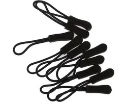 Zipper puller zwart per 6 stuks