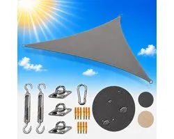 Silvergear Driehoek de toile d'ombrage - Bâche imperméable - Protection solaire solaire - Voile d'ombrage 3x3x3 - Set - Grijs