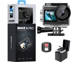 Caméra d'action AKASO Brave 4 Pro – 4K 30 ips – Écran tactile – EIS avancé – Zoom 5x – Étanche jusqu'à 40 m – Prend en charge un microphone externe – Télécommande incluse