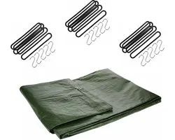 Talentools - Bâche verte 3x4 mètres avec 15x caoutchoucs de tension et crochets en S