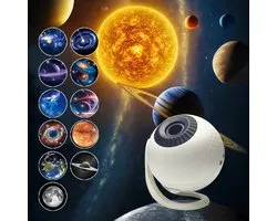 Sterrenhemelprojector - Bluetooth-muziek-wereldlamp - Nachtlampje met 12-kaart-scherpstelling - Melkweg-projectielamp - 12 in 1 Planetarium Star Projector with Solar System & Constellation - 360° Rotating with Timer - Witte ruis om in slaap te vallen