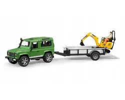 Bruder 2593 Land Rover Defender met aanhanger en JCB kraan met bestuurder