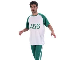 Squid Game T-Shirt 456 Groen/Wit - Maat L