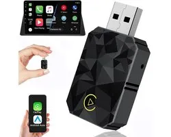 Draadloze CarPlay-adapter geschikt voor iPhone - Draadloze CarPlay-dongle - Plug & Play - CarPlay draadloze adapter geschikt voor iPhone iOS12+ /Android11+ - Converteren van bekabelde naar draadloze CarPlay-adapter vanaf iOS10+ - Geen vertraging bij