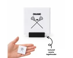 Lacrosse met eigen naam tegeltje met tegelhouder - Sport - Lacrosse - tegeltjes met tekst - Sport - spreuktegels - 4.8x4.8 CM
