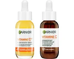 Garnier Vitamine C+* Glow Booster Serum & Garnier Skinactive 10% Pure Vitamine C Anti-Pigmentvlekken Nachtserum - Bundle - 2 x 30ml