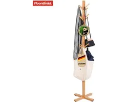 FLOORDIREKT Bamboo Coat Rack - Oregon - 12 Hooks - Space-saving Design - Environmentally Friendly