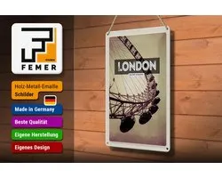 Blechschild Reise 20x30cm London England Karussell London Eye
