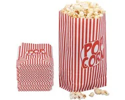 Sacs à popcorn Relaxdays - 100 pièces - papier - rayé rouge-blanc