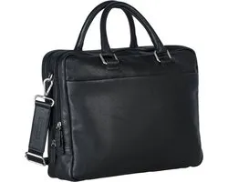 LEONHARD HEYDEN Leren business tas laptoptas met laptopvak Berlin RV-Aktenmappe 2 Fächer 7212 Schwarz zwart