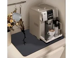 Quick Dry Dish Drying Mat pour Tafelgerei - 30 x 50 cm - Silicone Mat - Koffiemaker - Keuken - Werkbladen - Volautomatische Koffiemachine - Grijs