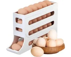 IBBO Shop - Koelkast Ei Opbergdoos - Koelkast eierdispenser - 4 verdiepingen voor 28 eieren - opslag - automatisch oprolbare doos - Ei Houder - Eierrek Organizer