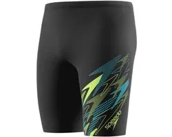 Speedo Medley Logo Jammer Homme - Short de bain long homme avec coupe indéformable - Maillot de bain homme avec doublure de soutien - Maillot de bain de sport homme avec cordon de serrage - Noir/Vert - S