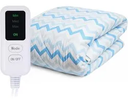 Luxe Warmtedeken – Electric Blanket – Elektrisch – Infrarood Verwarming – Verwarmde Deken – Heating – Draadloos – 3 Warmtestanden – Blauw