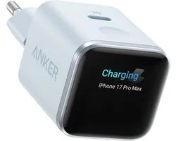 Anker Nano 45W USB-C snellader met Smart Display - Intelligente oplader met realtime scherm - IPhone-herkenning en batterijbescherming
