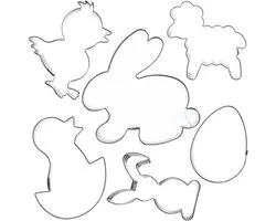 Koekjessnijders Peperkoek Pasen 6 stuks - Vormen - Uitsteekvorm - Cookie - Cutter - Uitsteekvormpjes - Koekjes - Bakken - Koekjessnijder