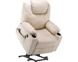 Monkey's Elektrische Massagestoel - Massagestoel - Kunstleer - Relax stoel - Chill stoel - Creme - Tv stoel - Sta Op Functie - Warmtefunctie - Lig en trilfunctie - 85 x 94 x 100 cm