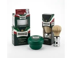 Proraso scheerset met lotion, pre-shave crème, zeep en kwast