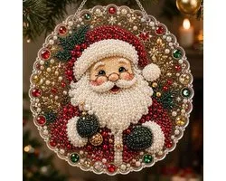 Ryoudavell - Kerst Parel Diamond Painting - DIY Kerst Decoratie - Creatieve Knutselset voor Volwassenen & Kinderen - Muurdecoratie - Kerstman