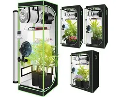Kweektent compleet Kweektent Set , Inclusief LED Kweeklamp,Inline Ventilator met Snelheidsregelaar,Koolstoffilter ,Clip Fan,Kweekzakken,Digitale Hygrometer,100x100x200 cm