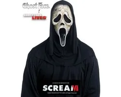 Fun World Ghostface Masker met Capuchon Scream Masker Halloween Masker voor bij Halloween Kostuum Volwassenen - Officiële Licentie - Masker met Capuchon - Wit