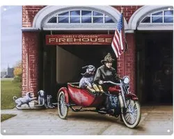 Harley-Davidson Firehouse Dogs Metalen Bord - 40 x 30 cm