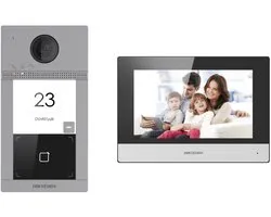 Kit d'interphone vidéo IP Hikvision DS-KIS604- S(C) avec écran tactile de 7 pouces et caméra de 2 MP