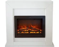 Xaralyn Elektrische haard - Adra EFL-MDW - wit hout - 1500 Watt verwarming - met afstandsbediening - haardombouw inclusief inbouwhaard - schouw